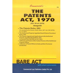 Commercial's The Patents Act, 1970 with Rules, 2003 Bare Act 2023